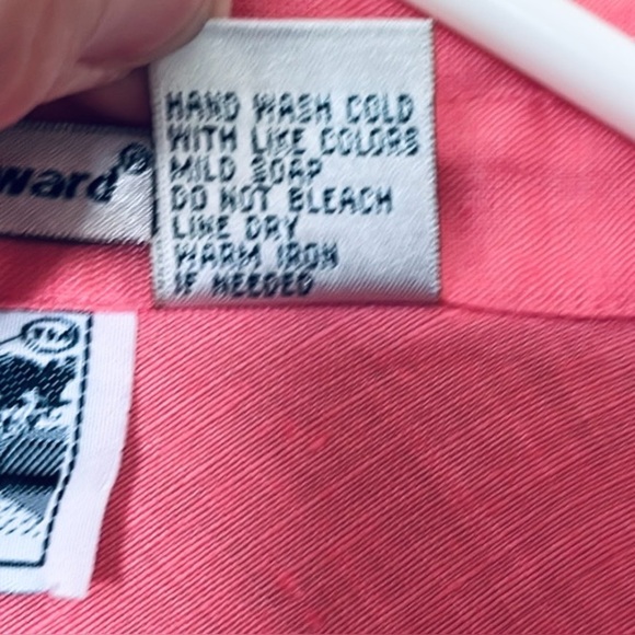 EDWARD 100% Irish Linen Coral Color 3/4 Sleeve Blouse Women’s Large - Picture 6 of 9